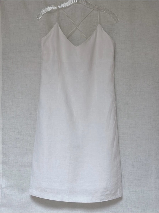 H&M Dresses & Skirts - H&M white linen-blend mini dress.Criss-cross backstraps.Lined.Size US 8/EUR 38